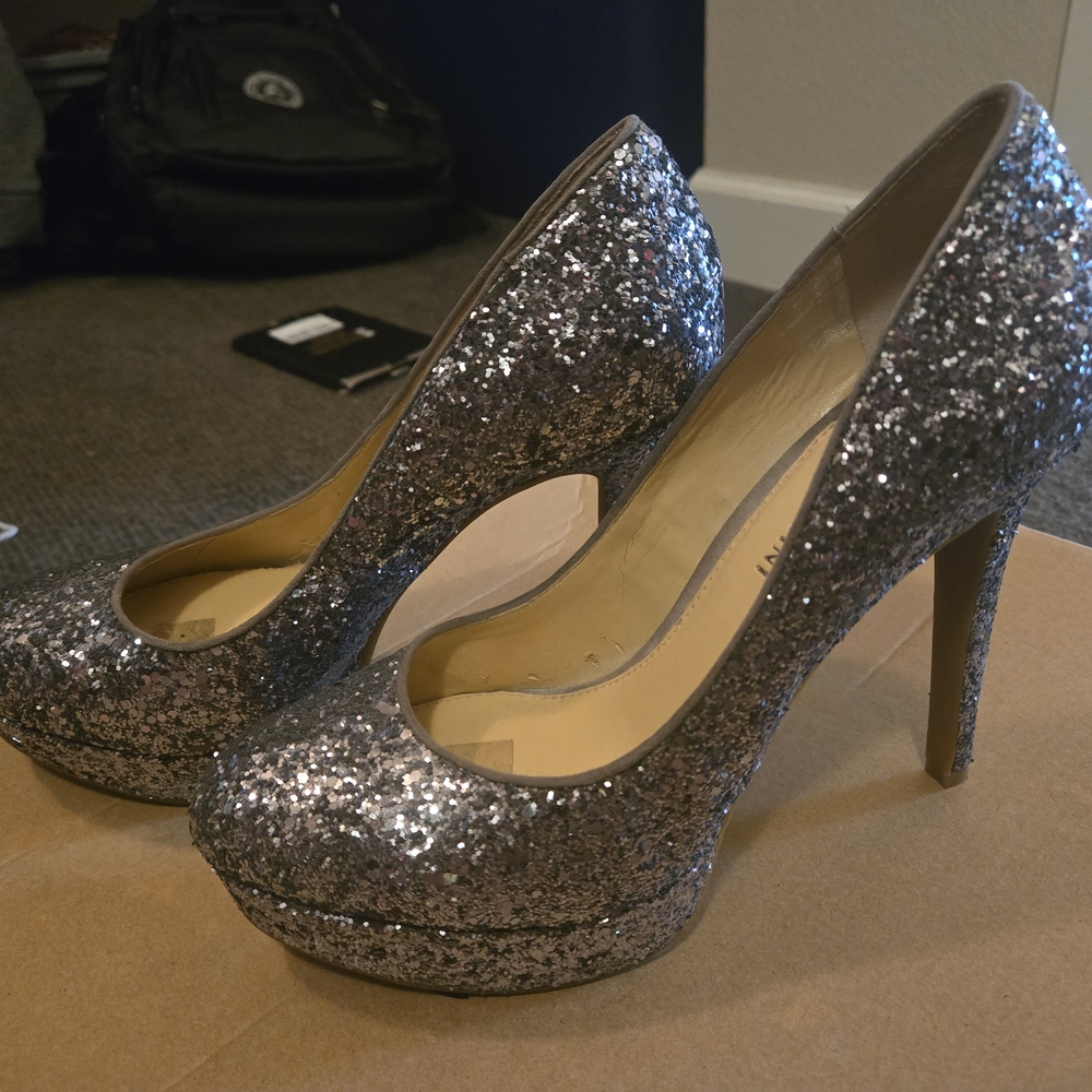 Giani Bernini Silver Sparkle Heels